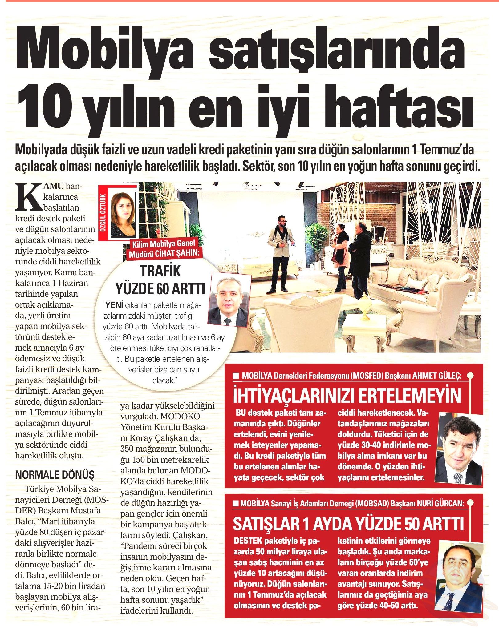 Mobilya satışlarında 10 yılın en iyi haftası