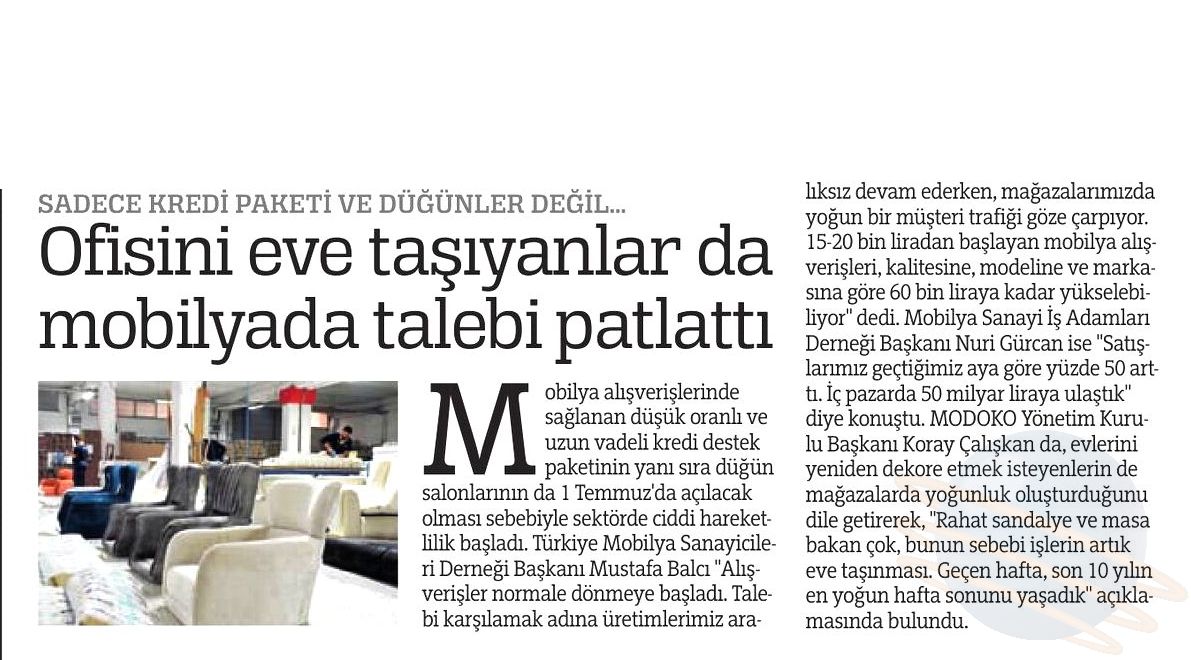 Ofisini eve taşıyanlar da mobilyada talebi patlattı