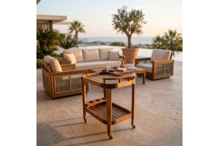 Olive Teak Servis Arabası - Millennium Aksesuar & Bahçe Mobilyası