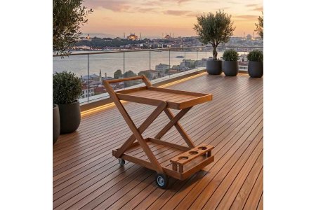Teak Servis Arabası - Millennium Aksesuar & Bahçe Mobilyası