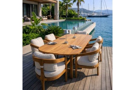 Vanessa Teak Bahçe Masa Takımı-225 Cm - Millennium Aksesuar & Bahçe Mobilyası