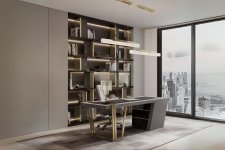 Gold Eskitme Metal Ayaklı Yönetici Masası