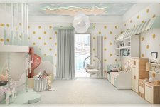 Proje Tasarımı - Unicorn Ranzalı Kaydıraklı Eğlenceli Kız Çocuk Odası 