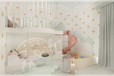 Proje Tasarımı - Unicorn Ranzalı Kaydıraklı Eğlenceli Kız Çocuk Odası 